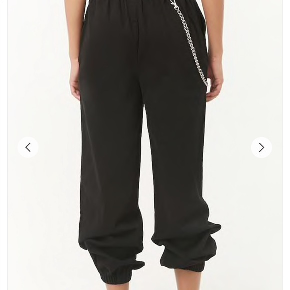 black cargo pants with chain forever 21